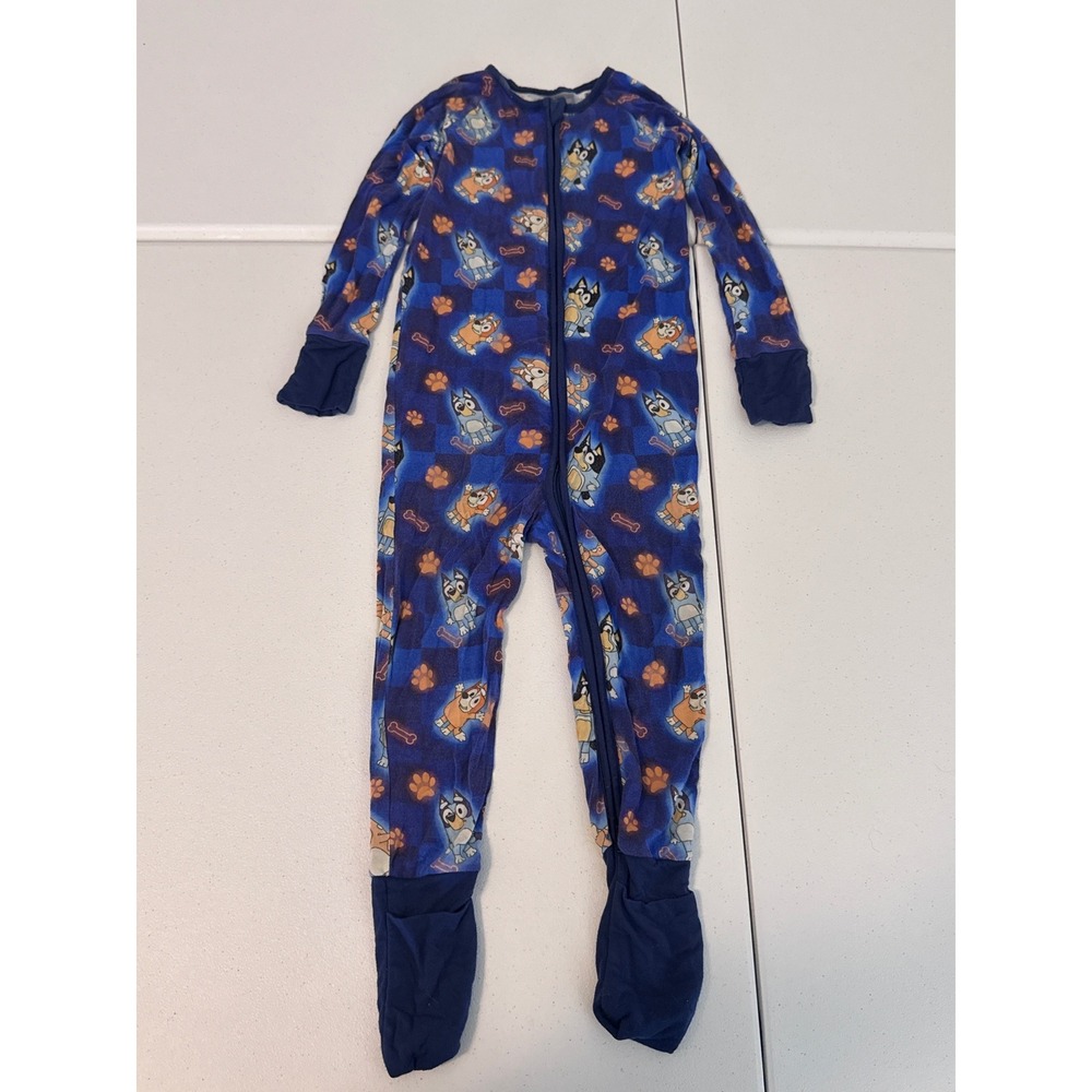 Showstoppers Bluey Bamboo Viscose Zipper Sleeper Pajamas Blue 4T L3
